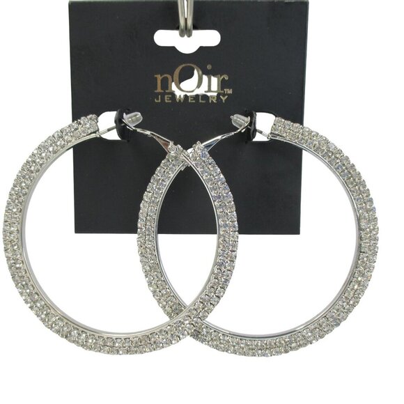 nOir Jewelry Jewelry - nOir Jewelry Pressed Crystal Sparkle 2” Hoop NWT Y2K Party